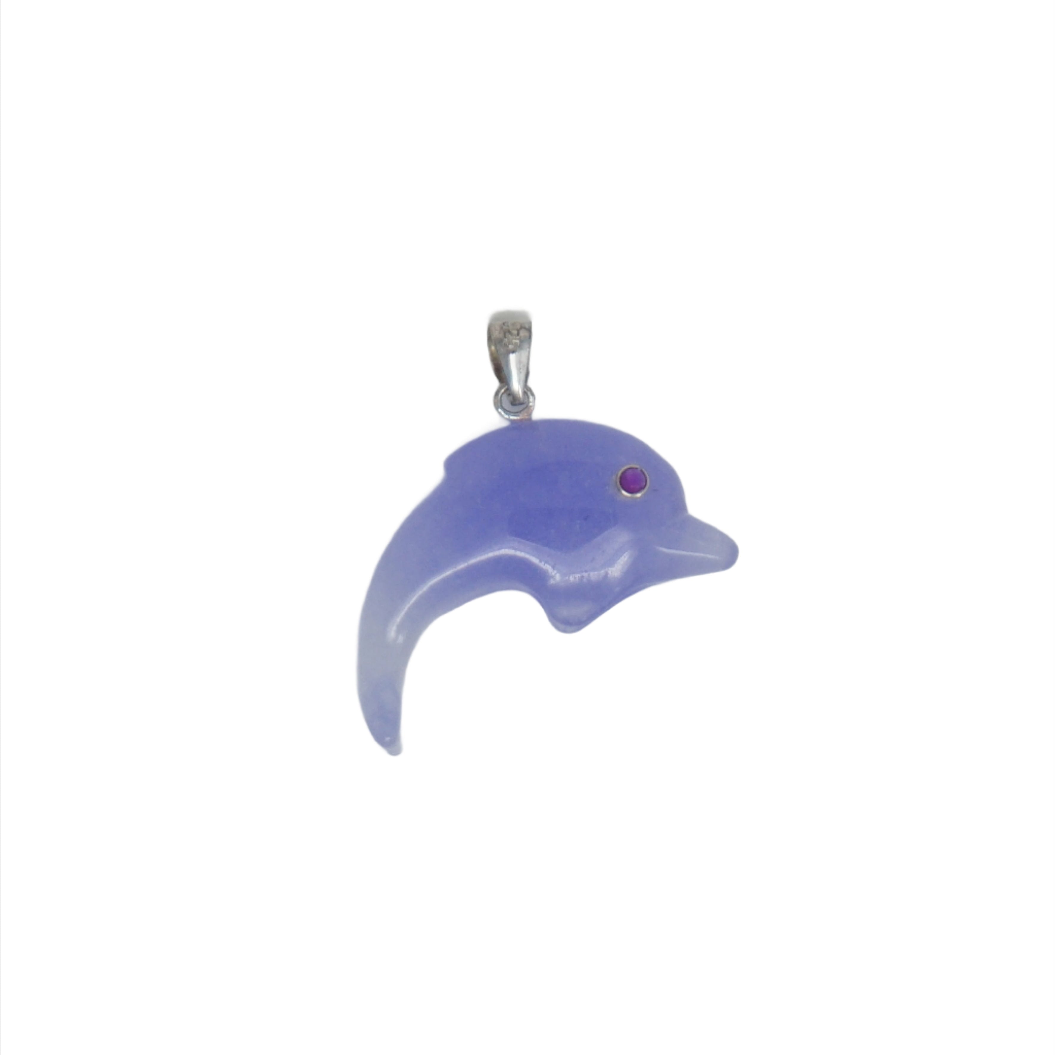 Sterling Silver Plain Jade Dolphin Pendant