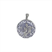 Load image into Gallery viewer, Sterling Silver Round Dragon Greek Key Pendant
